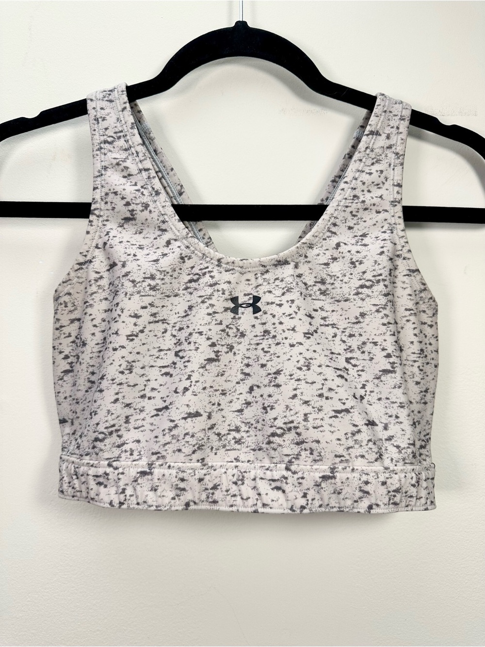 Under Armour Mid Crossback Racerback Keyhole Sports Bra, Gray Speckled, Large